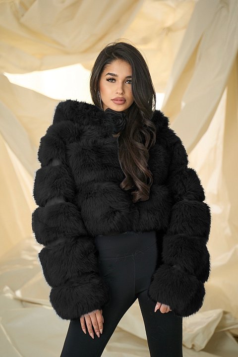 Rinascimento Giacca Finta Pelliccia Nera RINASCIMENTO PELLICCIA