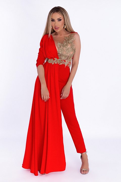 Tuta elegante rossa monomanica con inserti in – Le Aste di Sohà