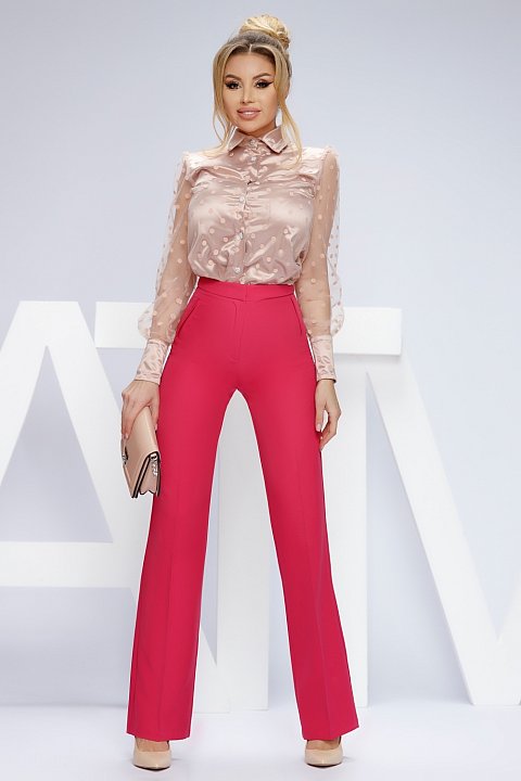 Pantaloni Fucsia Pantaloni In Tessuto A Zampa PANTALONE A ZAMPA IN