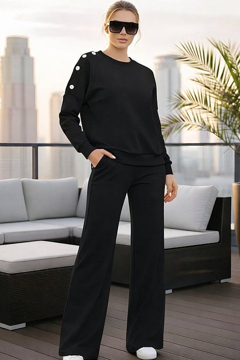 Tuta Elegante Da Donna Due Pezzi – Top Maniche Lunghe E Pantaloni Elasticizzati, Comfort Sportivo, Taglie S-2XL - 4