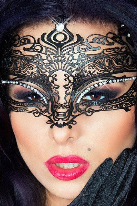 Máscara original de filigrana negra metalizada