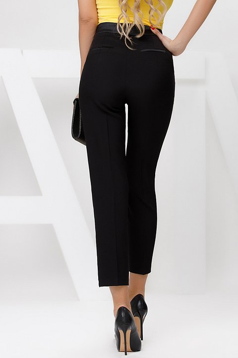 Trousers with satin waistband and bands