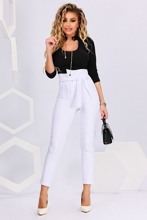 White cady trousers with packet belt. 