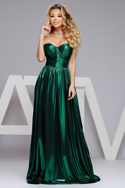 Elegante abito da sera lungo verde smeraldo