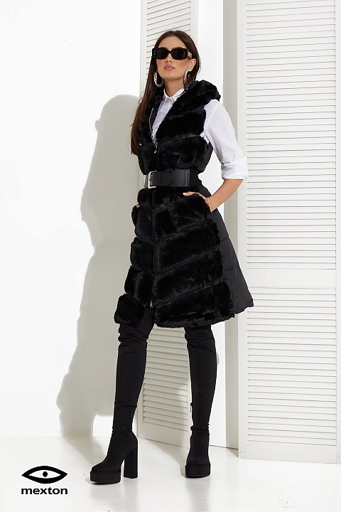 Black faux fur gilet style