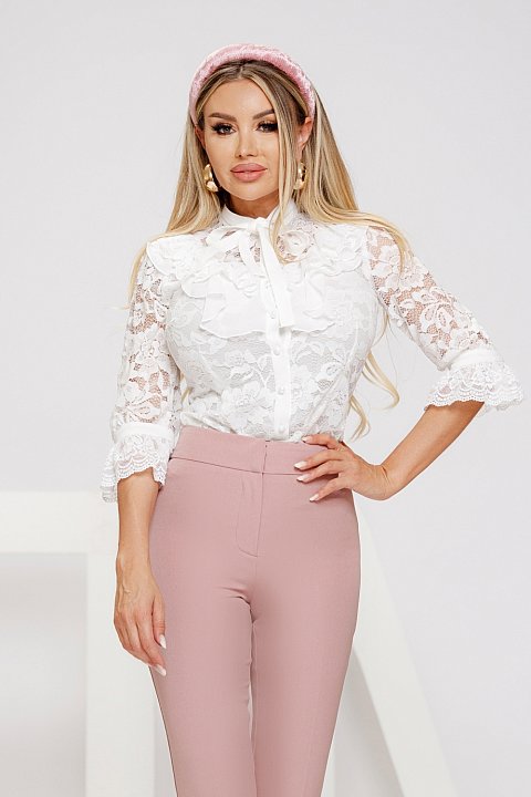 White shirt in embroidered lace