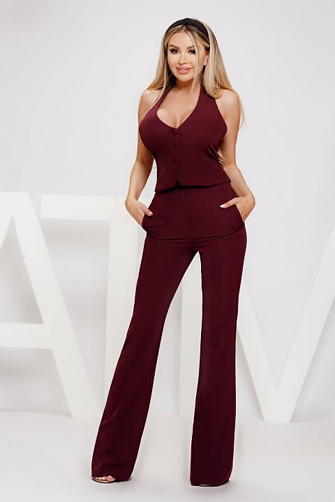 Burgundy red palazzo trousers