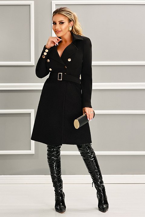 Black coat with notched collar