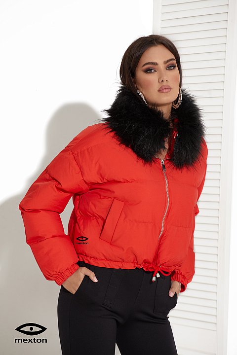 Duvet jacket with fur