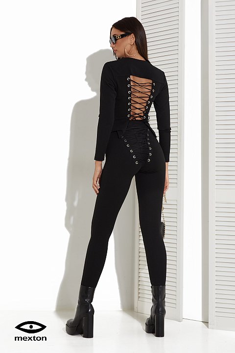 Casual suit with lace up back