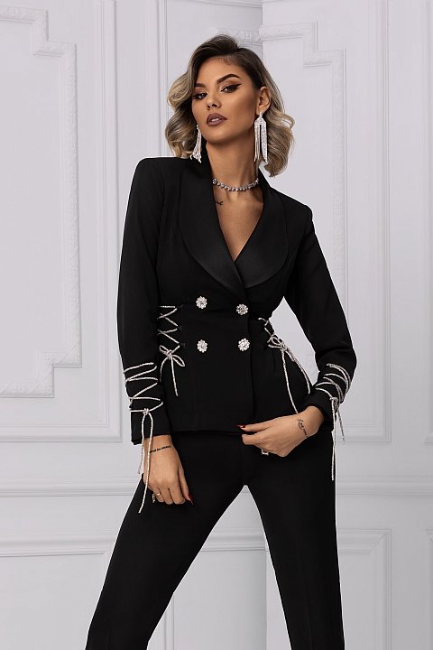 Elegant black suit with laces