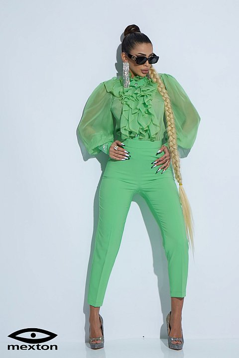 High waisted green trousers