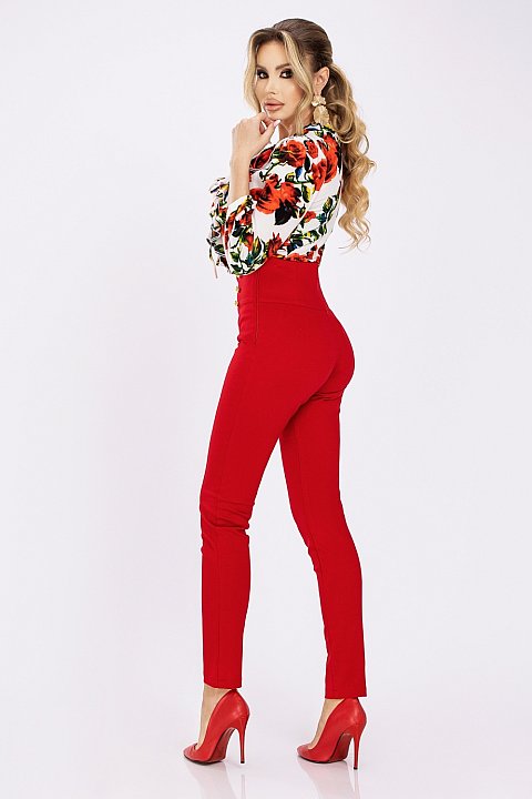 High waisted slim fit trousers