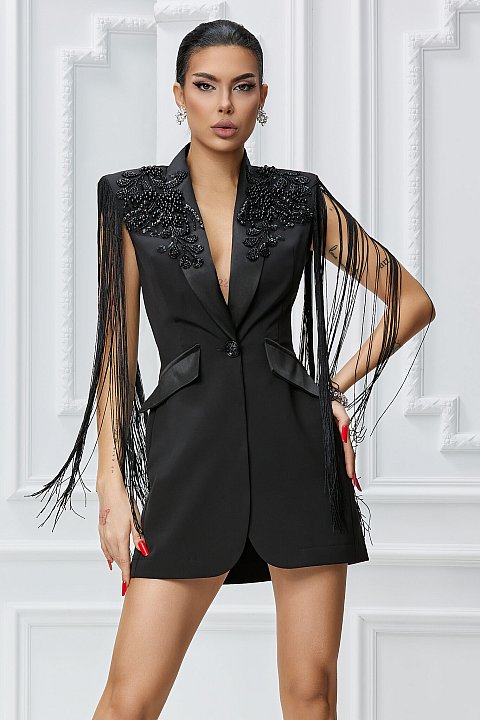 Elegant fringed blazer dress