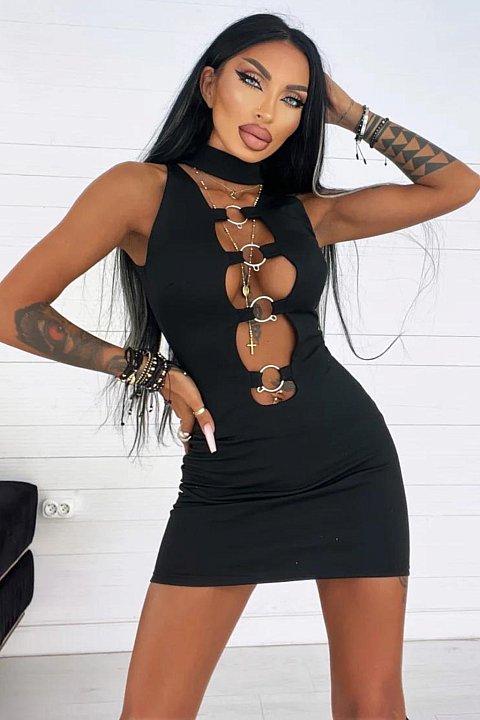 Fitted minidress with rings