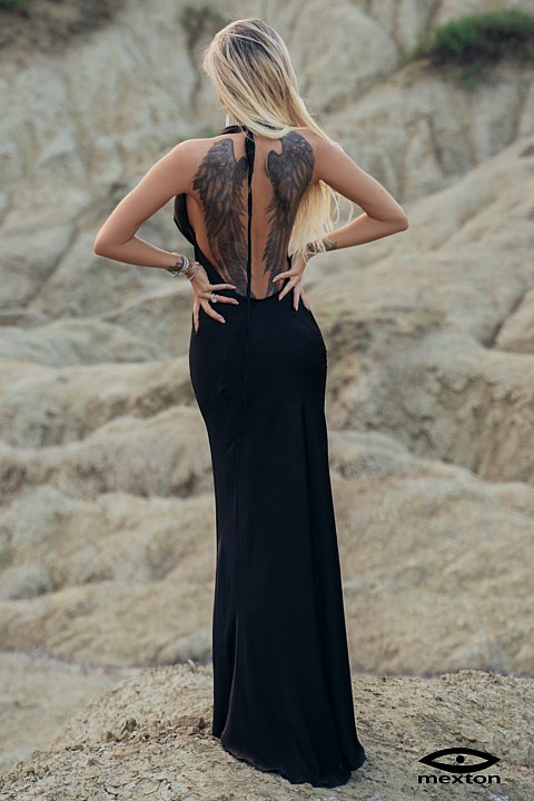 Elegant long dress with open back