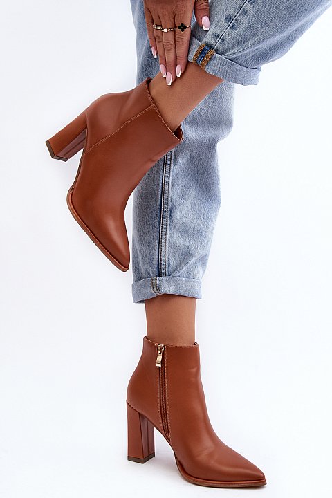 Faux leather pointed ankle boots