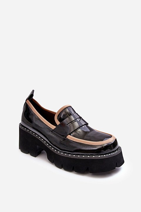 Patent eco-leather moccasins 