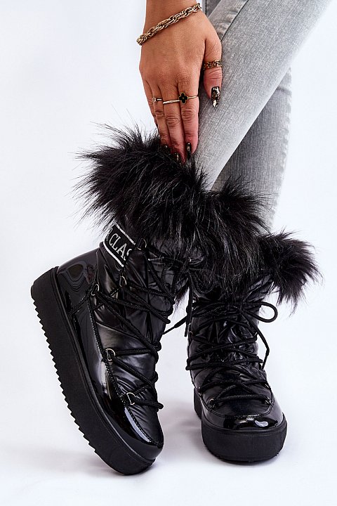 Snow boots with eco fur