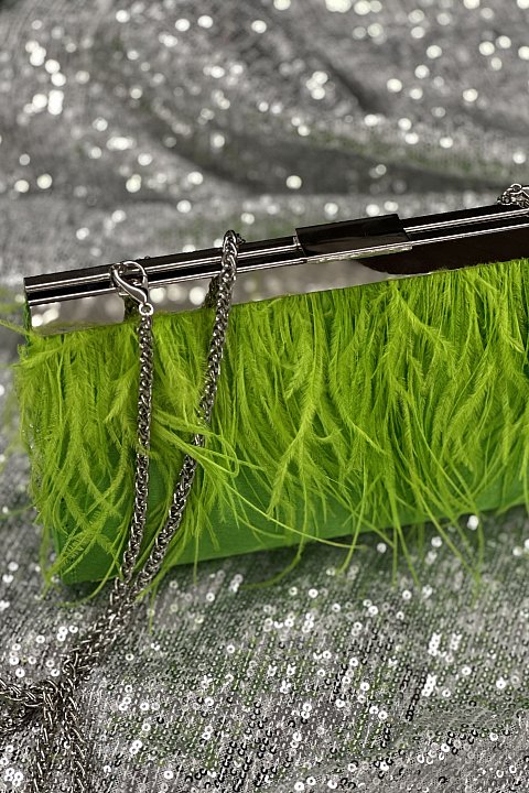 pochette bag with feathers