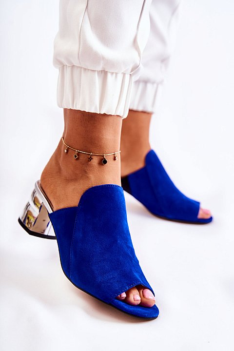 Slipper sandals with heels