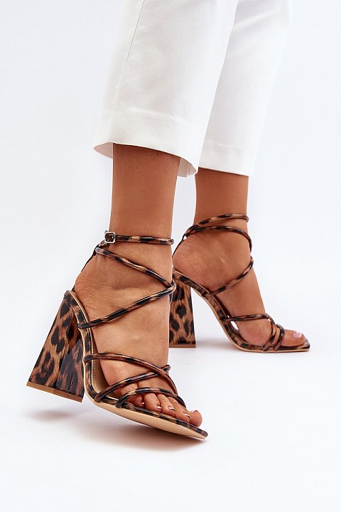 Leopard print sandals with heels