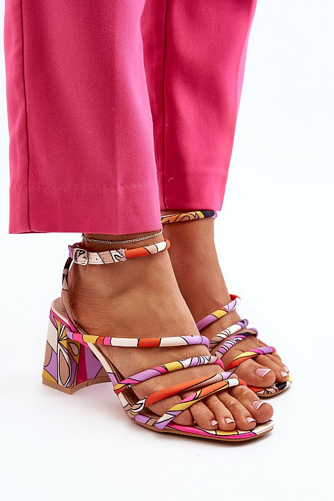 Colorful sandals with heels