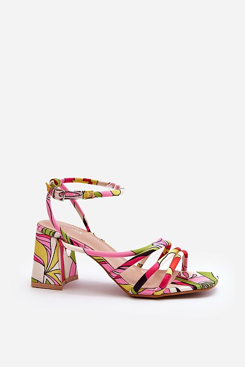 Colorful sandals with heels