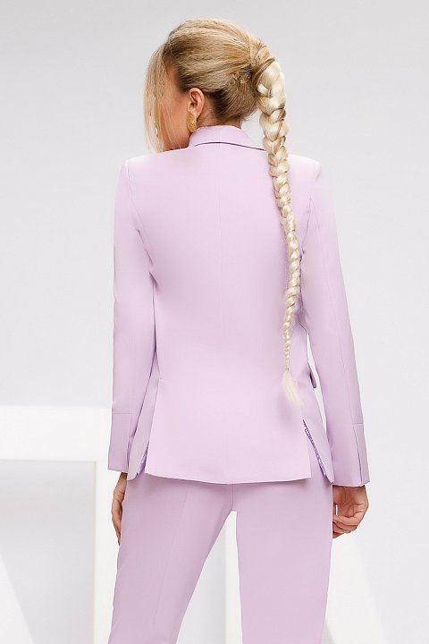 Single-breasted jacket in lilac cady.