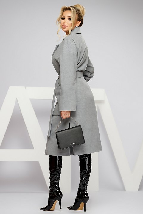 Gray fabric coat for the cold season