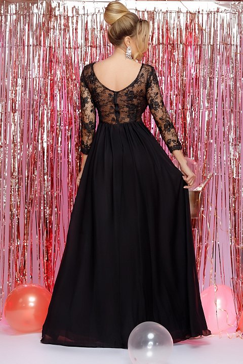 Black cocktail dress with lace. 