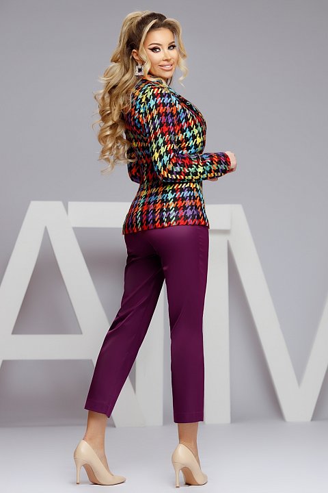 Elegant checked jacket in colorful curls