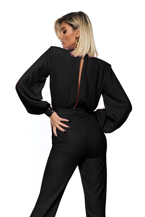 Long black jumpsuit with long sleeves