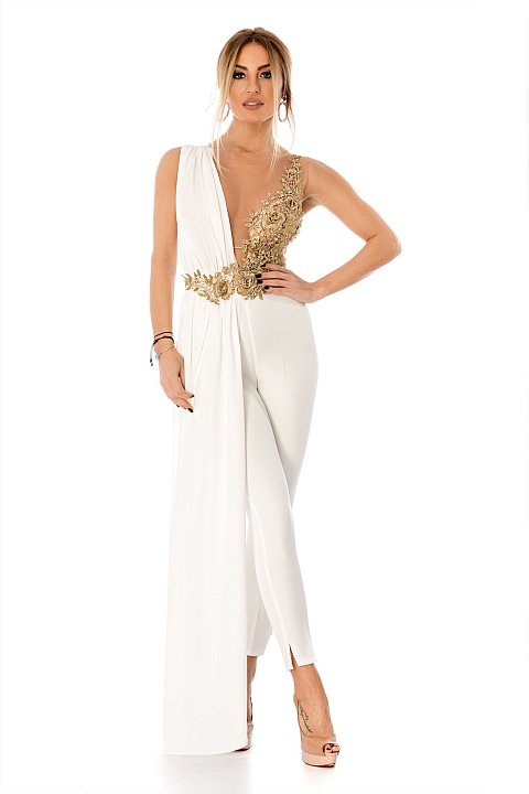 Elegant jumpsuit with gold inserts