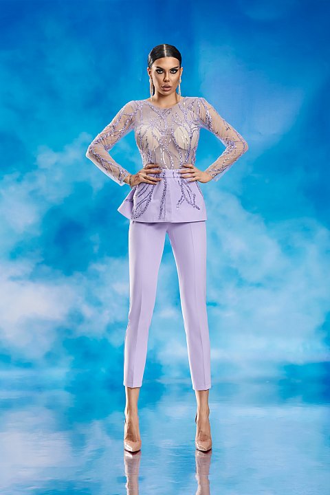 Elegant jumpsuit with sequin trim