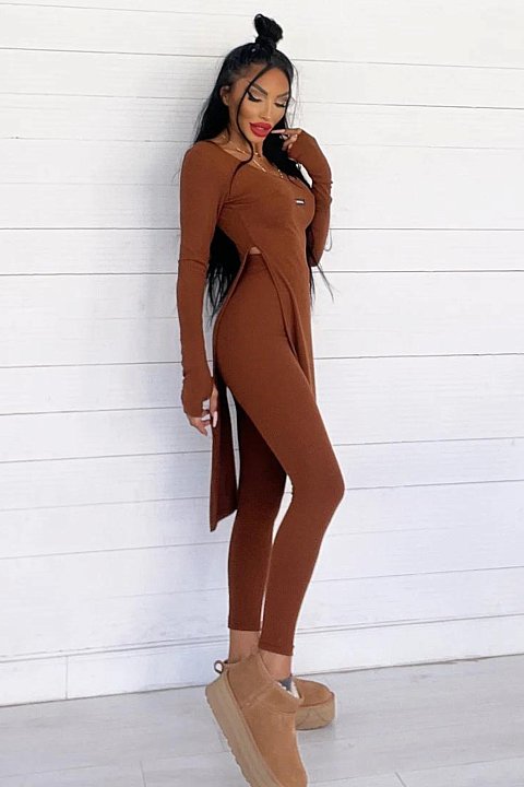 Ribbed 2-piece sports suit