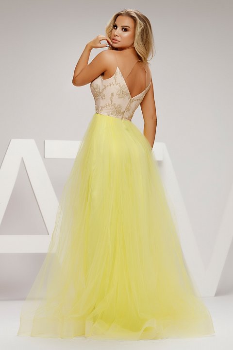 Yellow cocktail dress with tulle