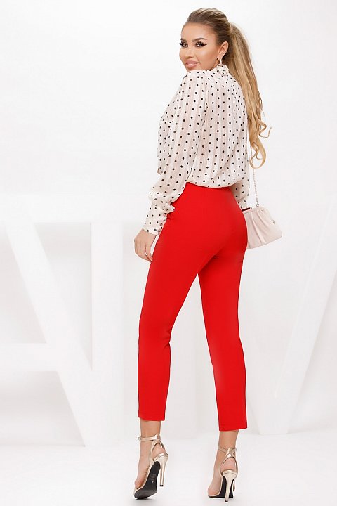 Elegant red trousers are elegant office suits, ideal for days spent in the office but also for various meetings. The pants are high-waisted.