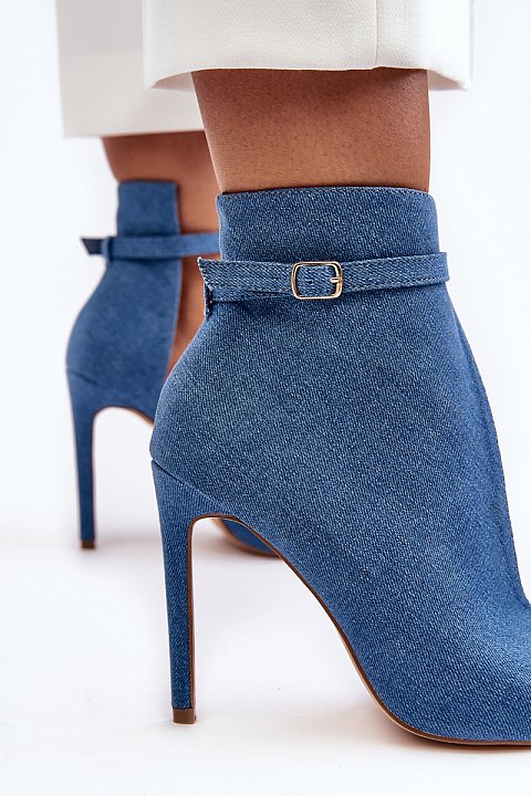 Denim pointed ankle boots