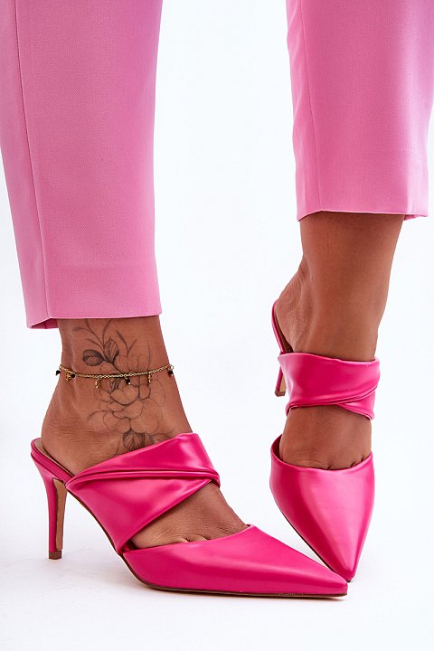 Slipper sandals with stiletto heels
