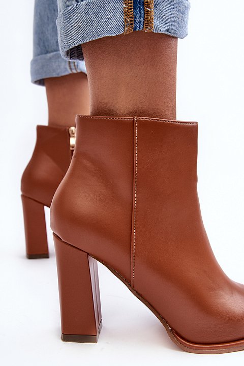 Faux leather pointed ankle boots