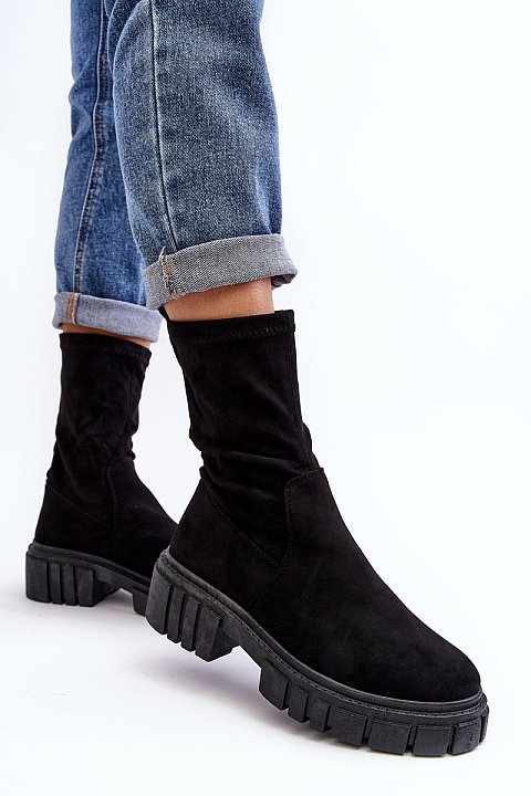 Eco-leather suede slip-on ankle boots