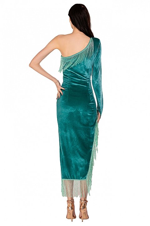 Elegant long dress with fringe