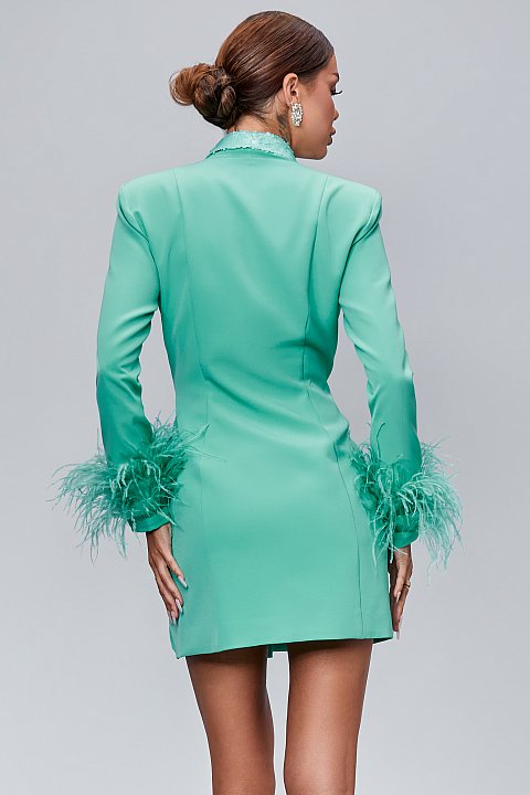 Elegant blazer dress with feathers