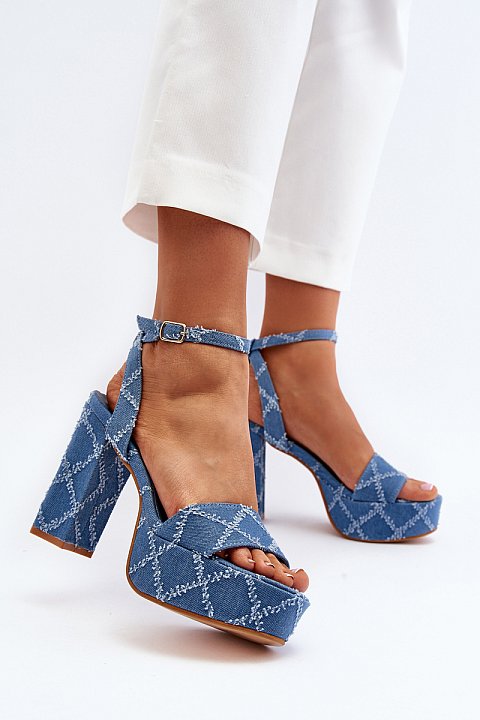 Denim sandals with heels