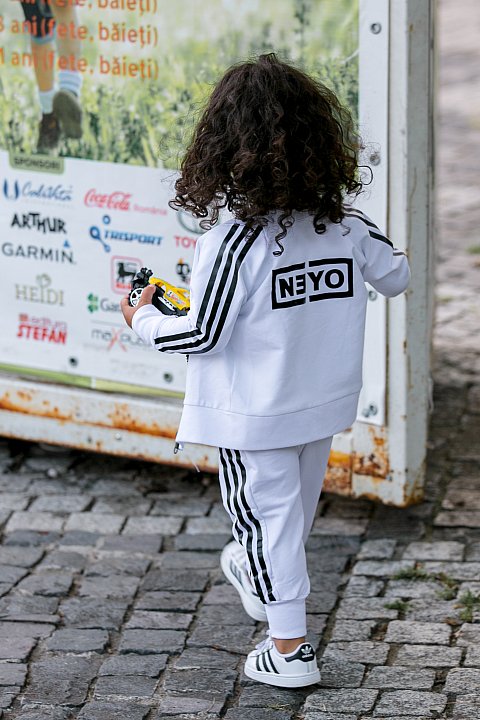 Sport White Suit for Girl / boy with black. 