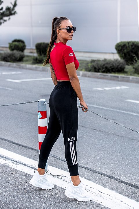 Women's Sports Suit in black and red. 