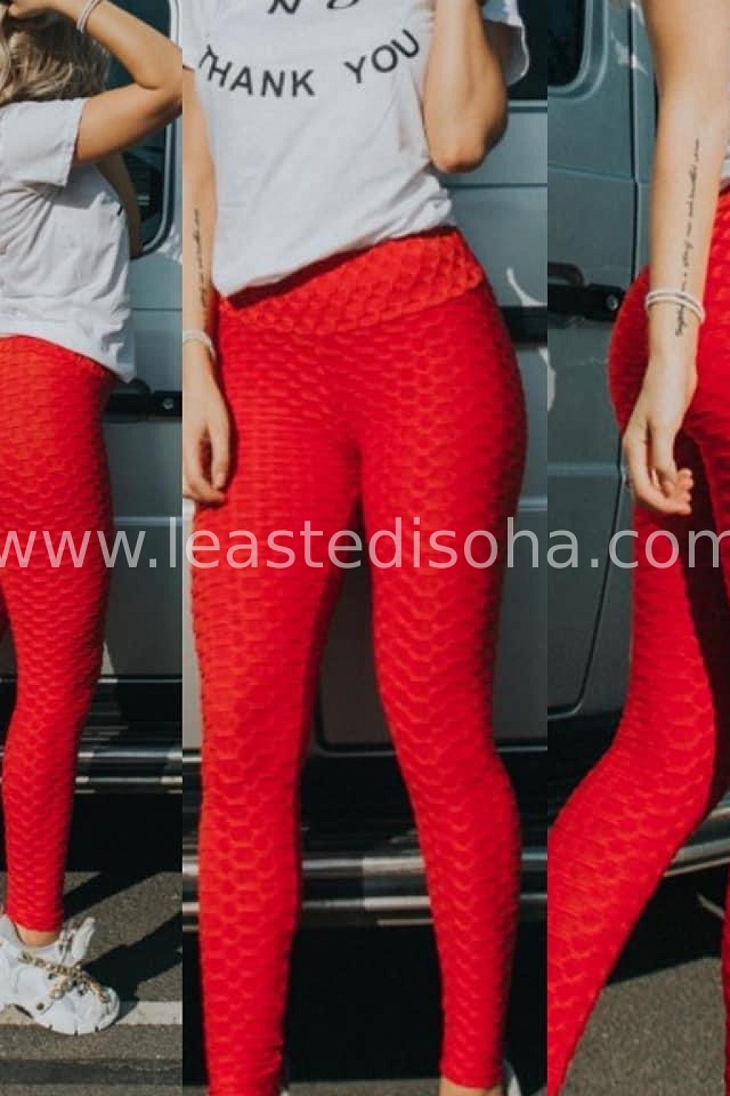Leggings deportivos de algodón texturizado rojo - Le Aste di Sohà