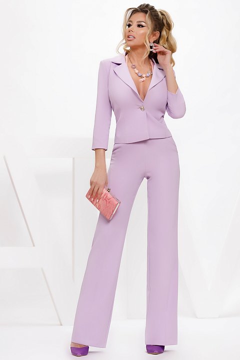 Flared trousers in lilac cotton cady.