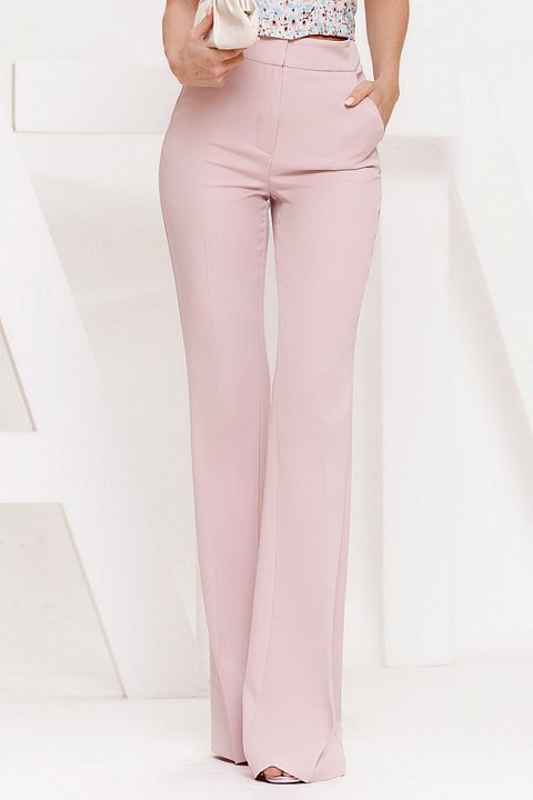 Flared trousers in light pink cady.